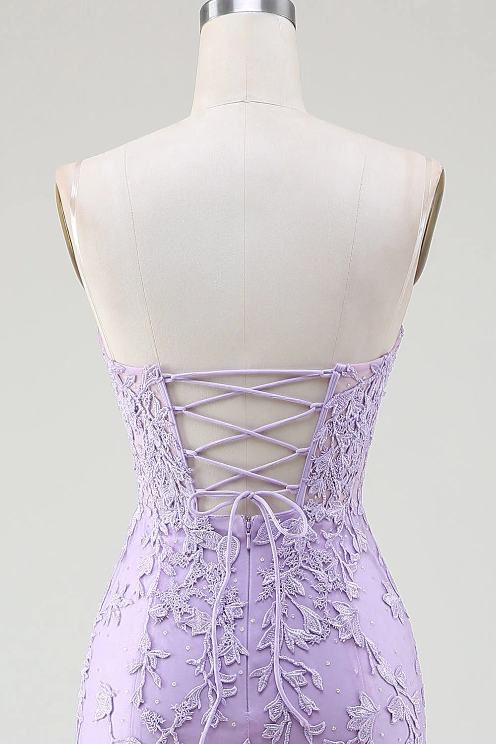 HEULORIA Enchanting Lavender Lace Mermaid Prom Dress with Slit and Corset Back ED-237