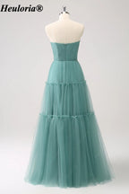 heuloria-Eucalyptus Strapless Tiered Tulle Bridesmaid Dress-ed-536