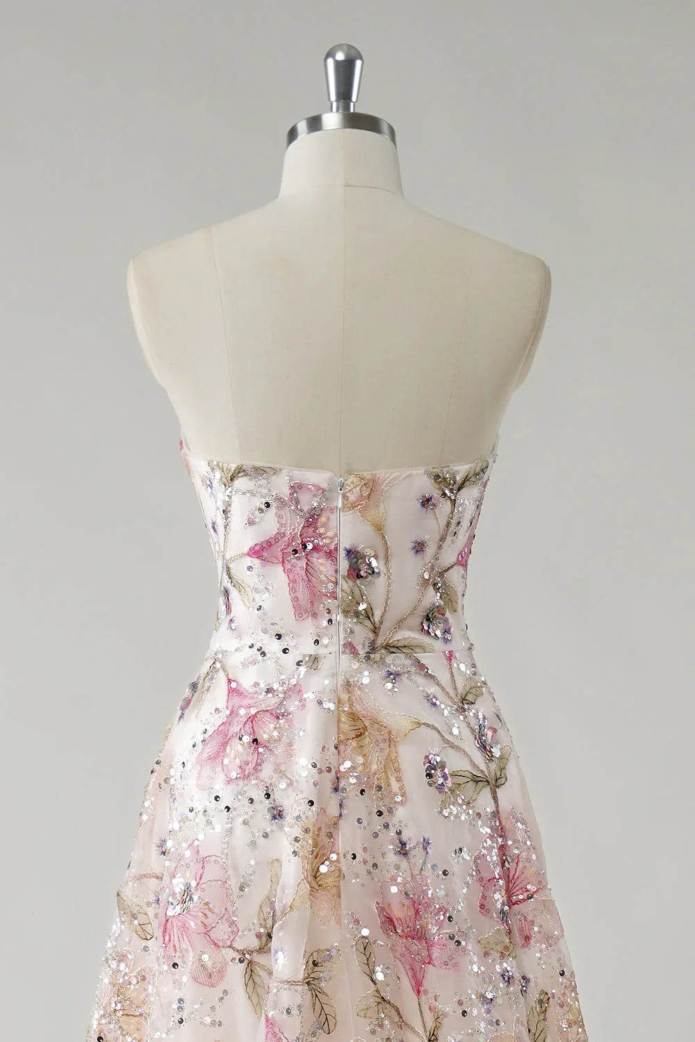 HEULORIA Enchanting Strapless Floral Embroidery Sequined A-Line Evening Gown - Romantic Prom & Wedding Guest Dress ED-643