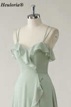 HEULORIA Elegant Ruffled Sweetheart A-Line Bridesmaid Dress with Side Slit and Lace-Up Back ED-560