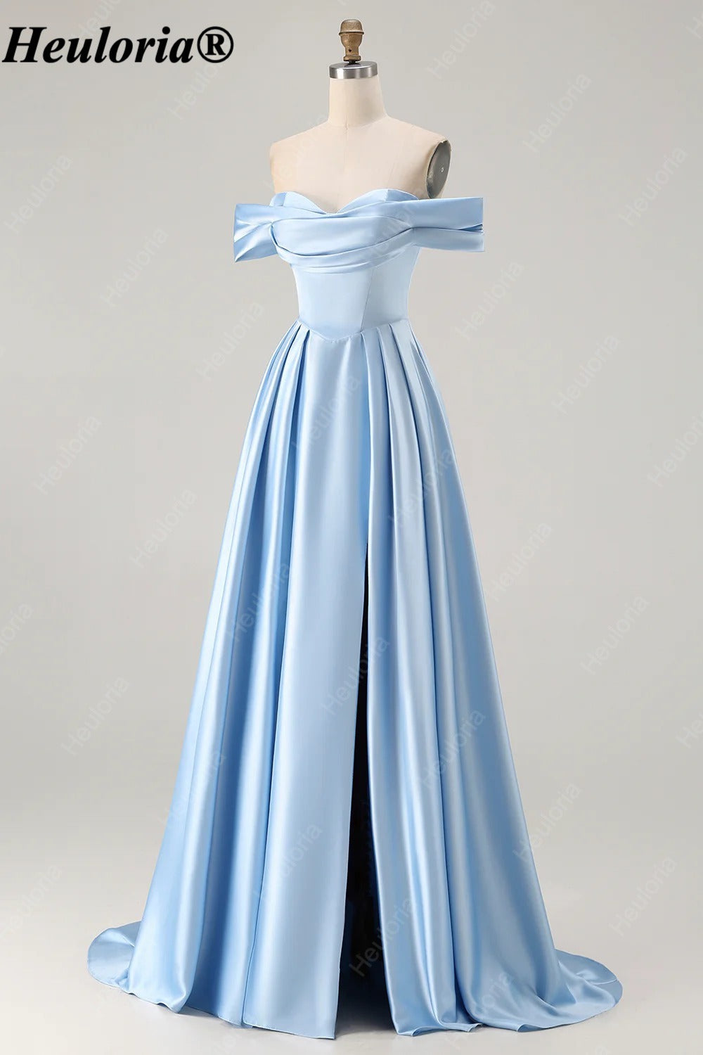 HEULORIA Off-the-Shoulder Satin A-Line Prom Dress with Slit ED-533