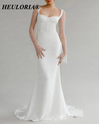HEULORIA Pearl Beaded Long Sleeve Mermaid Wedding Dress ME-155