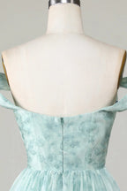 HEULORIA Ethereal Watercolor Floral Off-the-Shoulder Tiered Mini Dress ED-600