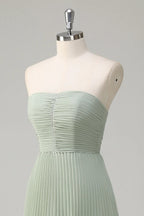 HEULORIA Strapless Tiered Pleated Chiffon Maxi Dress - Elegant Sleeveless Evening Gown ED-241