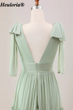 heuloria-Dusty Sage V-Neck Bow Shoulder Ruffle Bridesmaid Dress-ed-553
