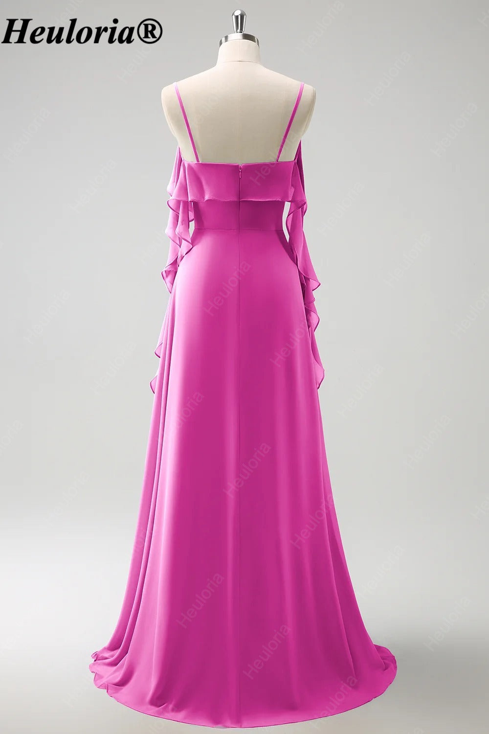 HEULORIA Ruffled Chiffon Bridesmaid Dress with Cascading Drapes | ED-1021