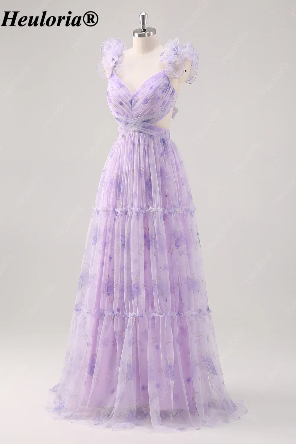 heuloria-Lavender Floral Tiered Gown with Flower Straps and Bow Back-ed-563