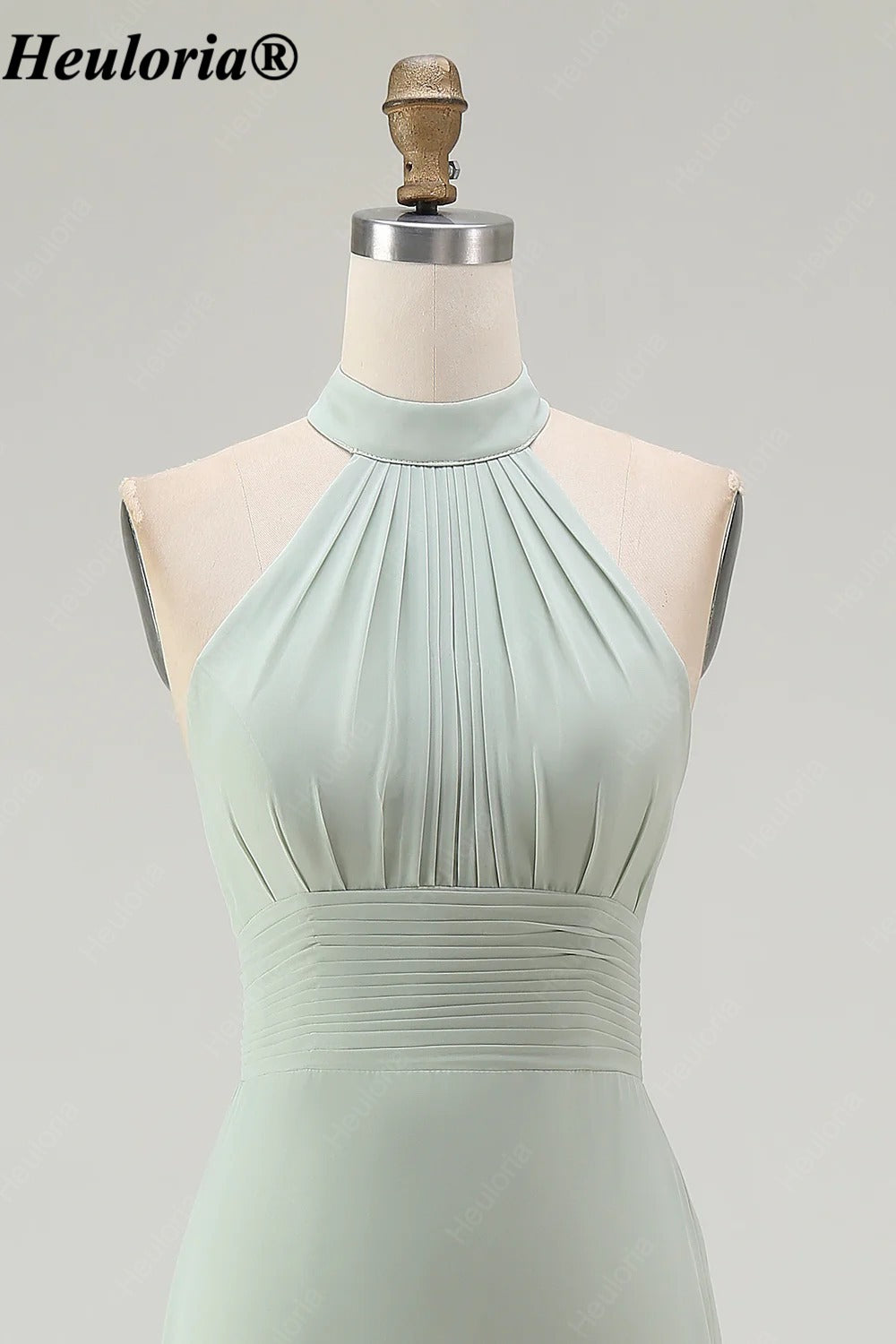 heuloria-Dusty Sage Halter Bridesmaid Dress with Ruffle Slit-ed-552