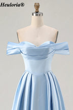 HEULORIA Off-the-Shoulder Satin A-Line Prom Dress with Slit ED-533