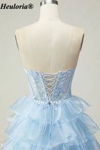 heuloria Strapless Tiered Ruffle Prom Dress with Sheer Corset Bodice ed-510