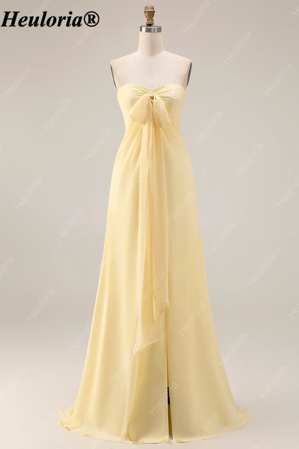 HEULORIA Lemon Sorbet Draped Bridesmaid Dress with Convertible Straps ED-1109