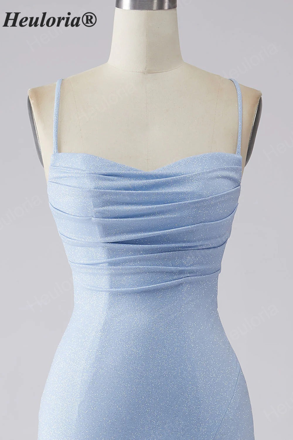 HEULORIA Sparkling Cowl Neck Mermaid Prom Dress with High Slit and Lace-Up Back ED-653