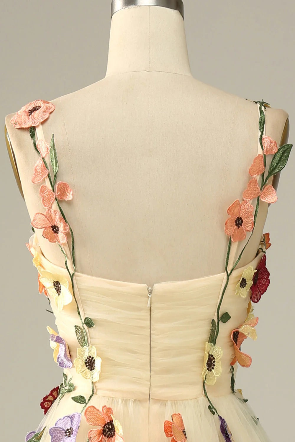 Heuloria Enchanted Garden 3D Floral Appliqué Tulle Prom Dress - Whimsical A-Line Formal Gown ED-585