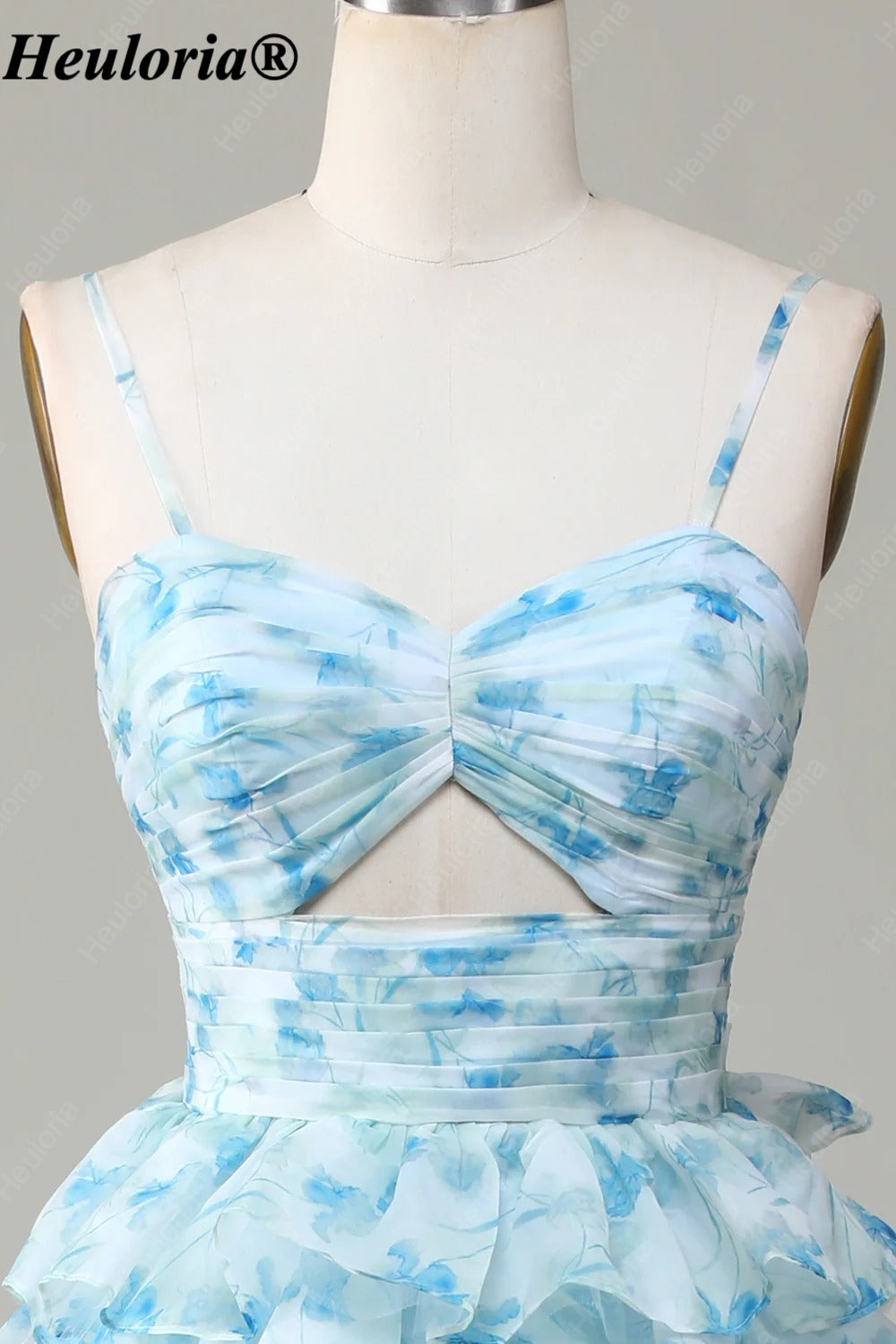 HEULORIA Blue Floral Tiered Prom Dress with Sweetheart Neckline and Cutout ED-368