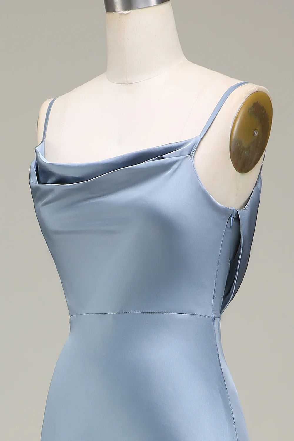 HEULORIA Elegant Cowl Neck Satin Floor-Length Bridesmaid Dress with Delicate Spaghetti Straps ED-253