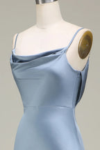 HEULORIA Elegant Cowl Neck Satin Floor-Length Bridesmaid Dress with Delicate Spaghetti Straps ED-253