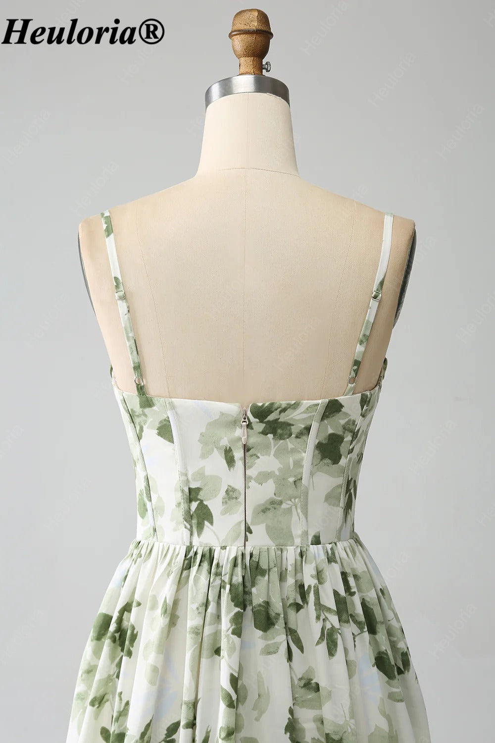 heuloria-Ivory Green Floral Corset Maxi Dress with Ruffle Hem-ed-549