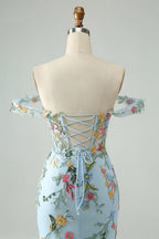 HEULORIA Enchanting Multi-Color Floral Embroidery Mermaid Prom Dress with Side Slit and Detachable Straps ED-602