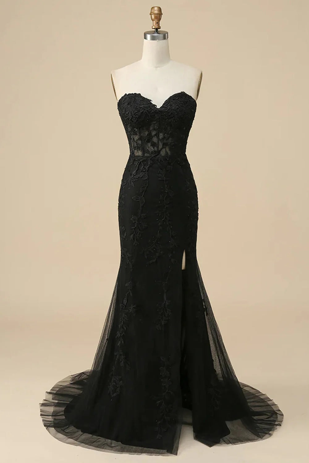 HEULORIA Enchanting Lavender Lace Mermaid Prom Dress with Slit and Corset Back ED-237