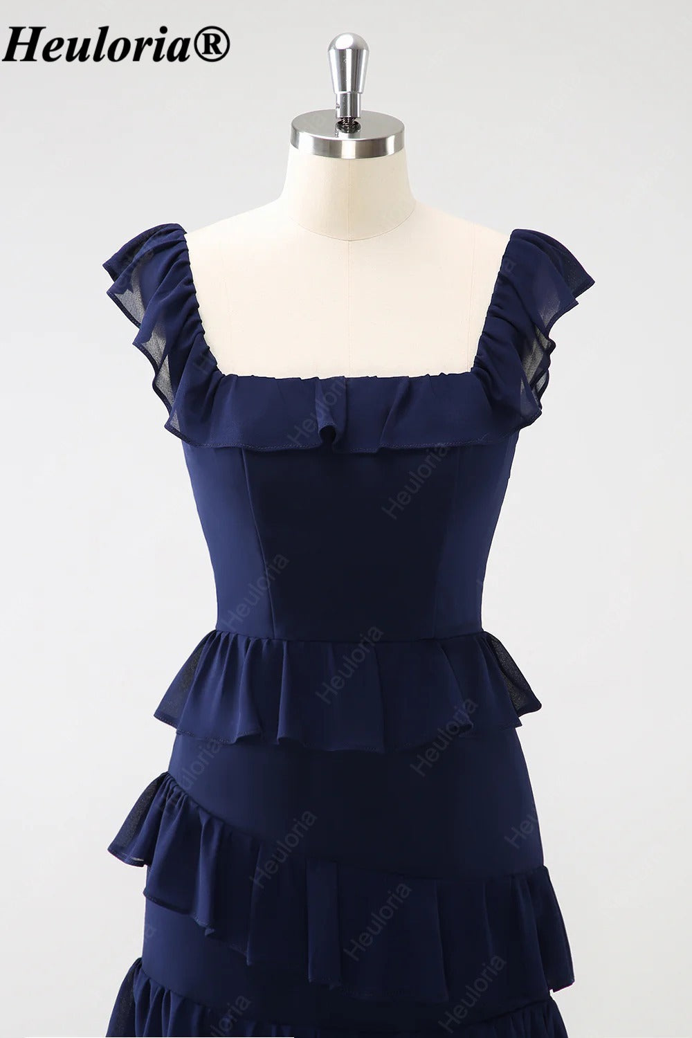 heuloria-Dark Navy Square Neck Ruffle Bridesmaid Dress-ed-556