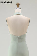 heuloria-Dusty Sage Halter Bridesmaid Dress with Ruffle Slit-ed-552