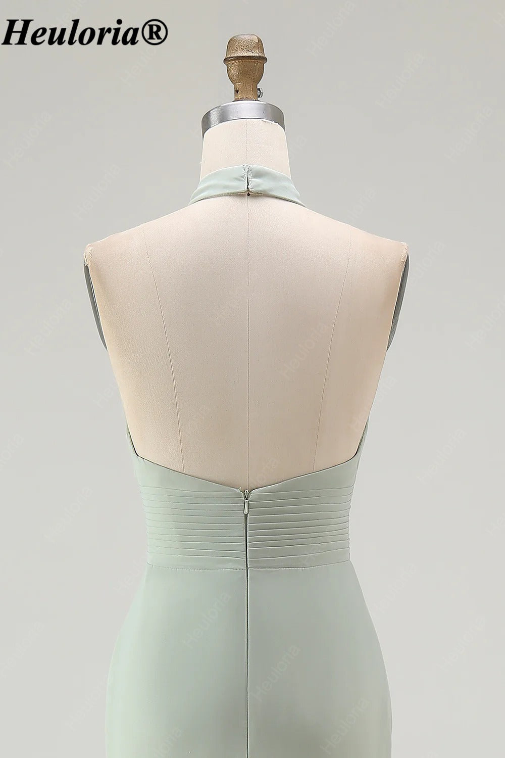 heuloria-Dusty Sage Halter Bridesmaid Dress with Ruffle Slit-ed-552