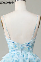 HEULORIA Blue Floral Tiered Prom Dress with Sweetheart Neckline and Cutout ED-368