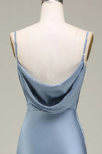 HEULORIA Elegant Cowl Neck Satin Floor-Length Bridesmaid Dress with Delicate Spaghetti Straps ED-253