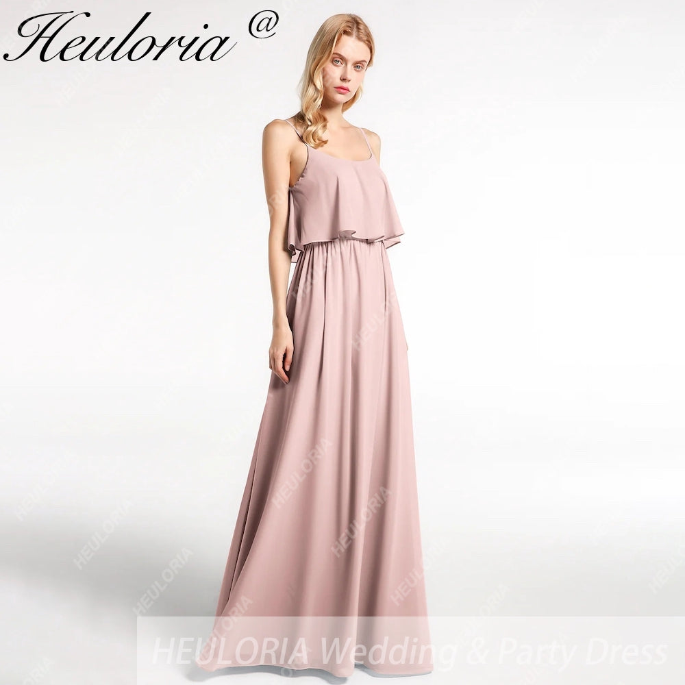 HEULORIA Long Bridemaid dress sweetheart neck chiffon party dress formal dress ED-120