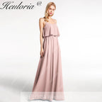 HEULORIA Long Bridemaid dress sweetheart neck chiffon party dress formal dress ED-120