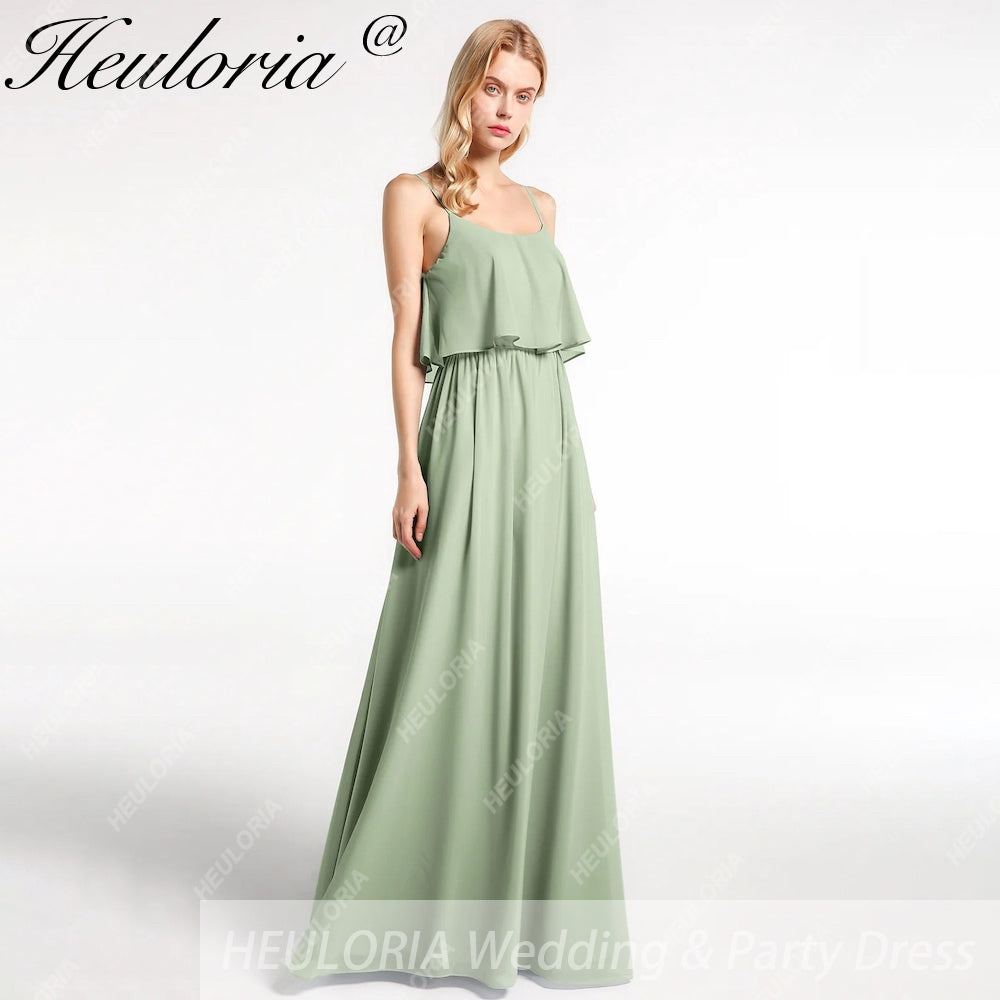 HEULORIA Long Bridemaid dress sweetheart neck chiffon party dress formal dress ED-120