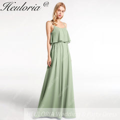 HEULORIA Long Bridemaid dress sweetheart neck chiffon party dress formal dress ED-120