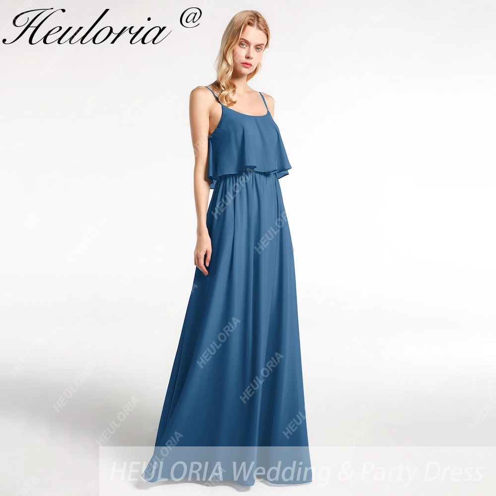 HEULORIA Long Bridemaid dress sweetheart neck chiffon party dress formal dress ED-120