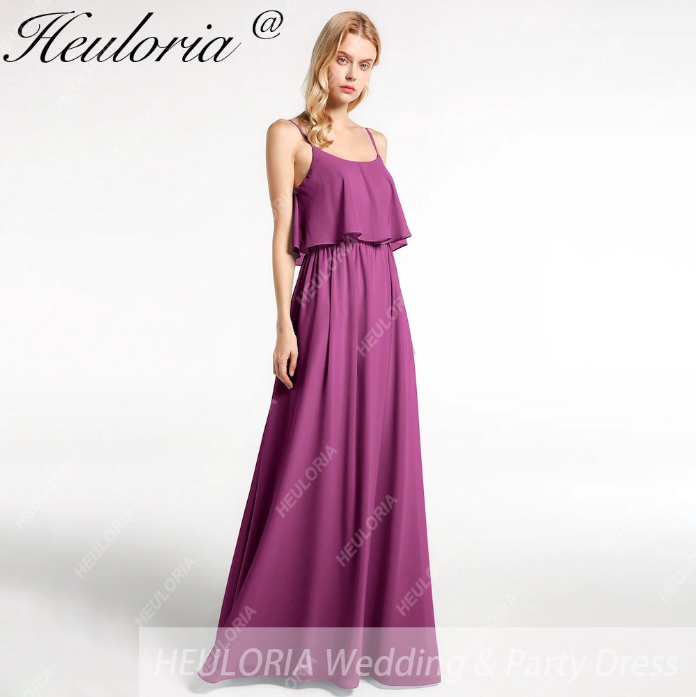 HEULORIA Long Bridemaid dress sweetheart neck chiffon party dress formal dress ED-120