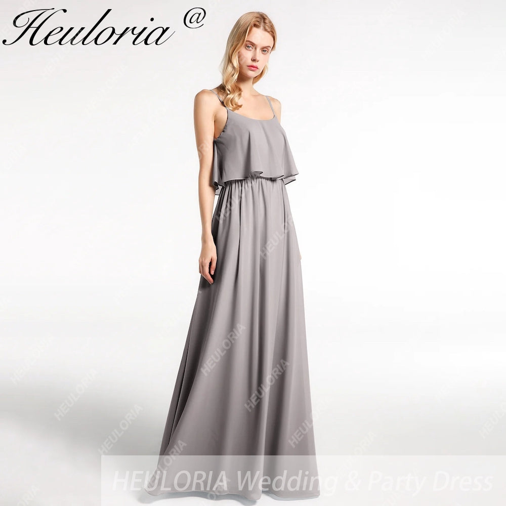 HEULORIA Long Bridemaid dress sweetheart neck chiffon party dress formal dress ED-120