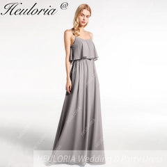 HEULORIA Long Bridemaid dress sweetheart neck chiffon party dress formal dress ED-120