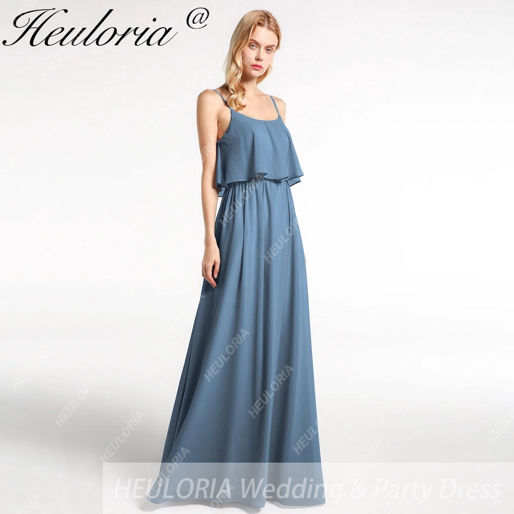 HEULORIA Long Bridemaid dress sweetheart neck chiffon party dress formal dress ED-120