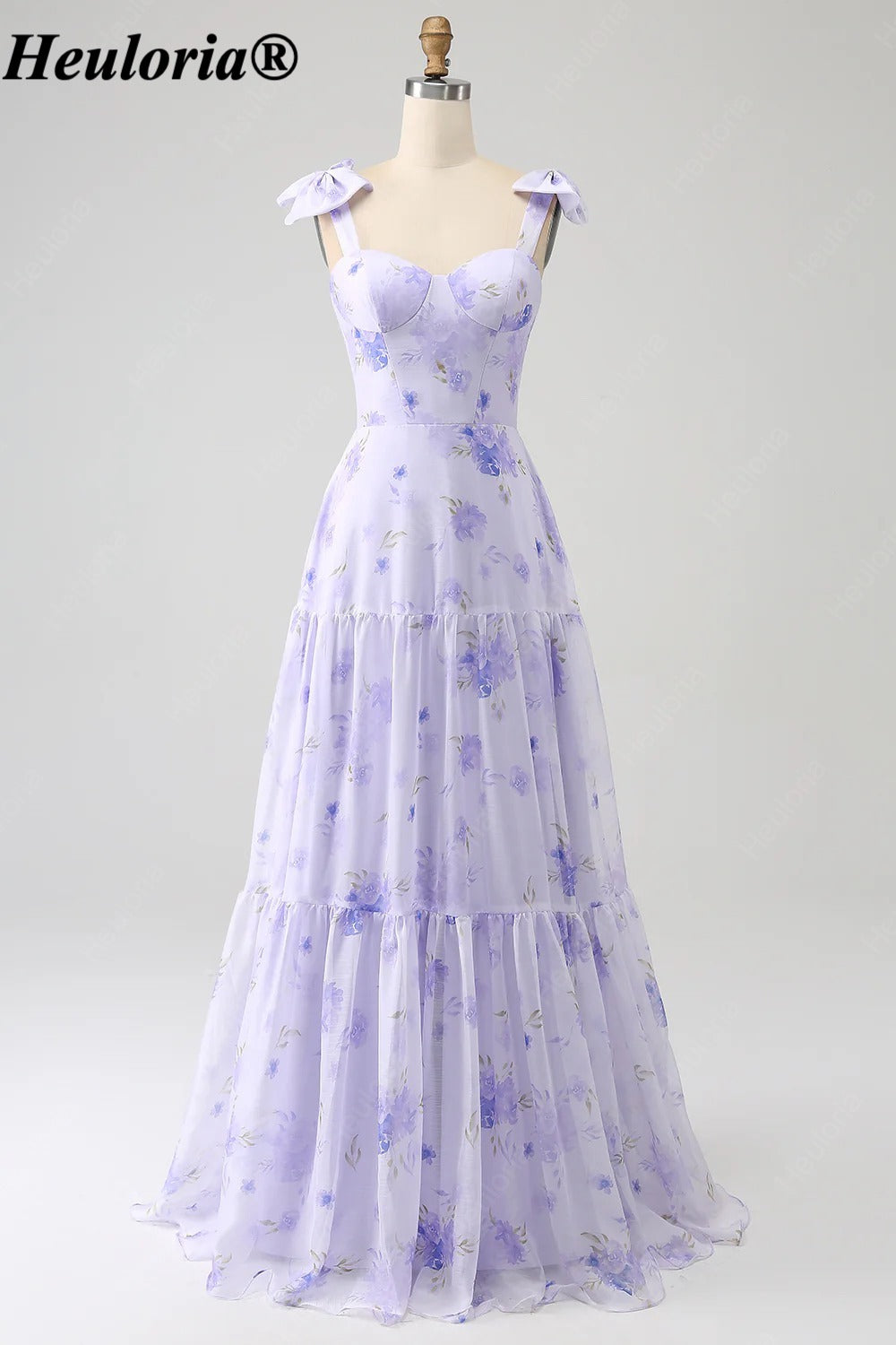 heuloria-Lilac Floral Bow Shoulder Tiered Dress with Lace-Up Back-ed-557