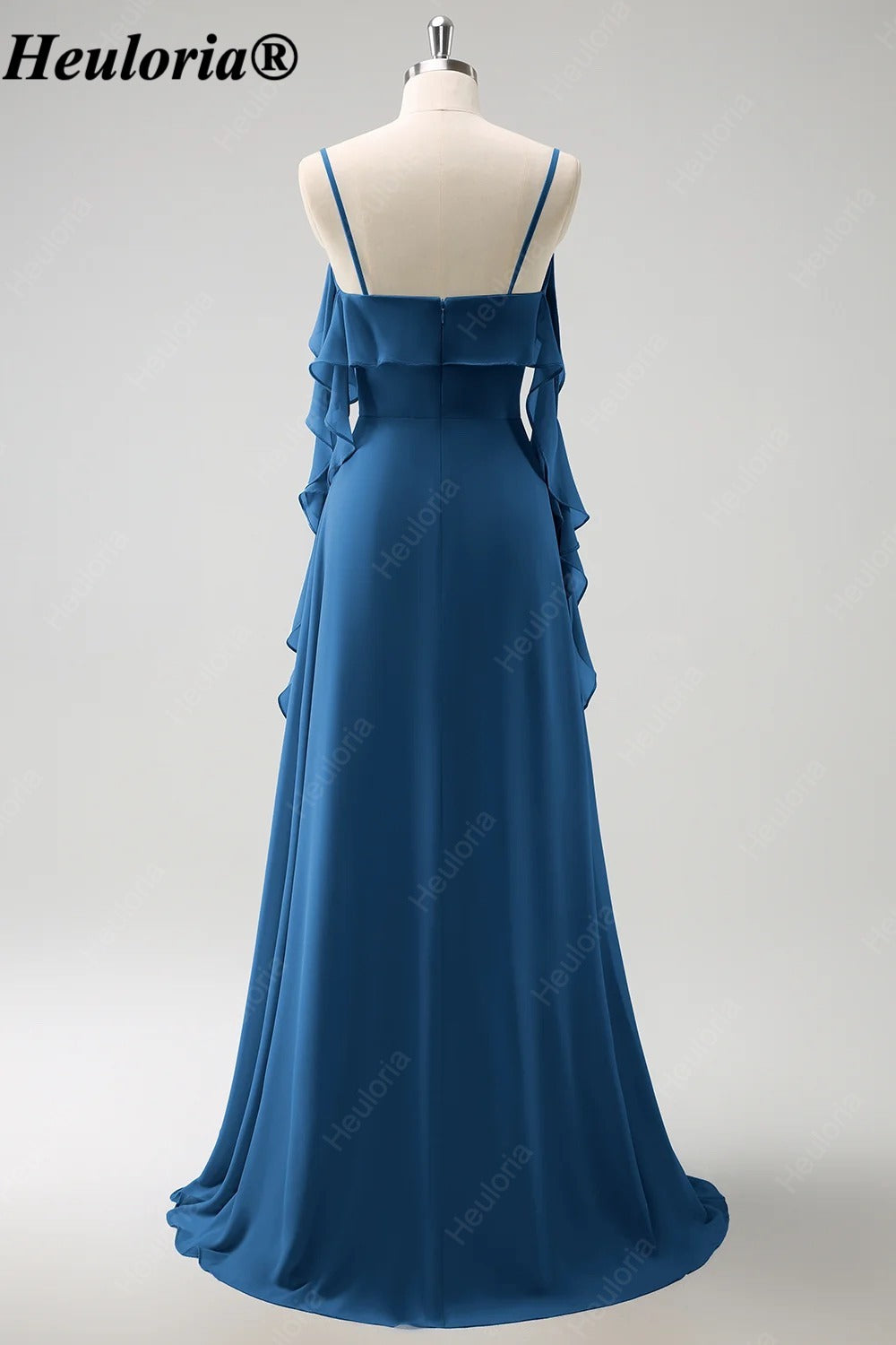 HEULORIA Ruffled Chiffon Bridesmaid Dress with Cascading Drapes | ED-1021