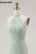 heuloria-Dusty Sage Halter Bridesmaid Dress with Ruffle Slit-ed-552