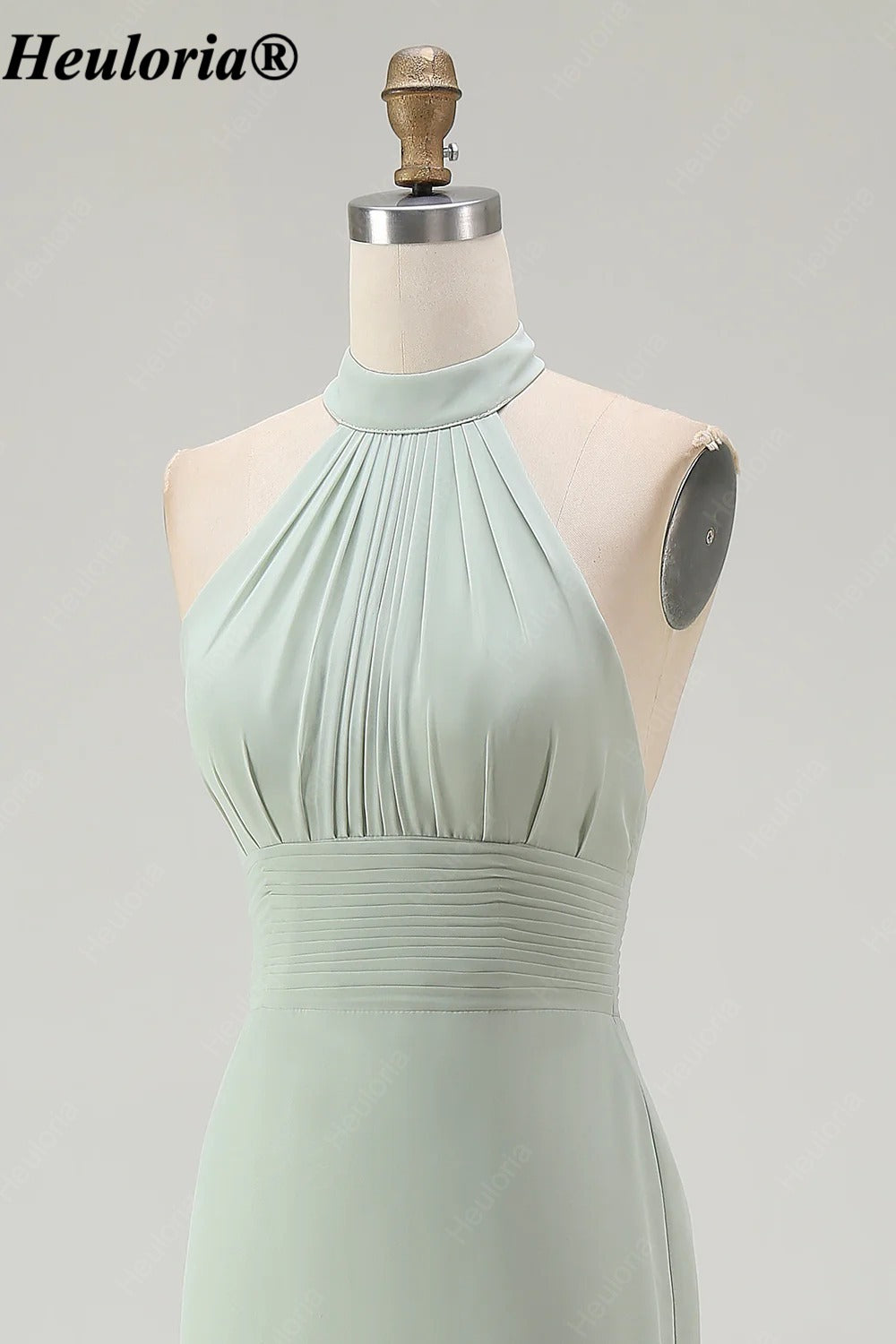 heuloria-Dusty Sage Halter Bridesmaid Dress with Ruffle Slit-ed-552