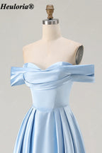 HEULORIA Off-the-Shoulder Satin A-Line Prom Dress with Slit ED-533