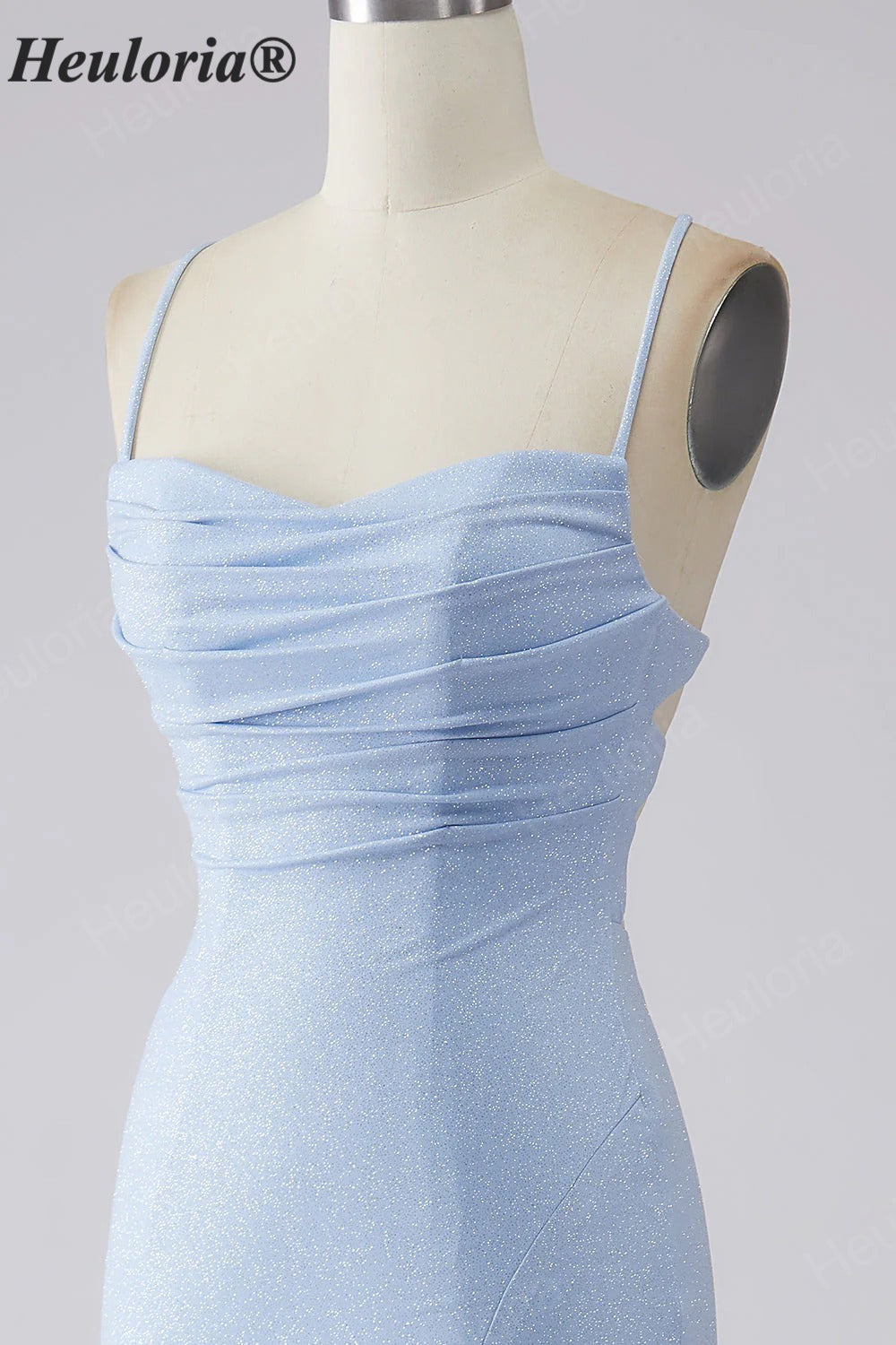 HEULORIA Sparkling Cowl Neck Mermaid Prom Dress with High Slit and Lace-Up Back ED-653