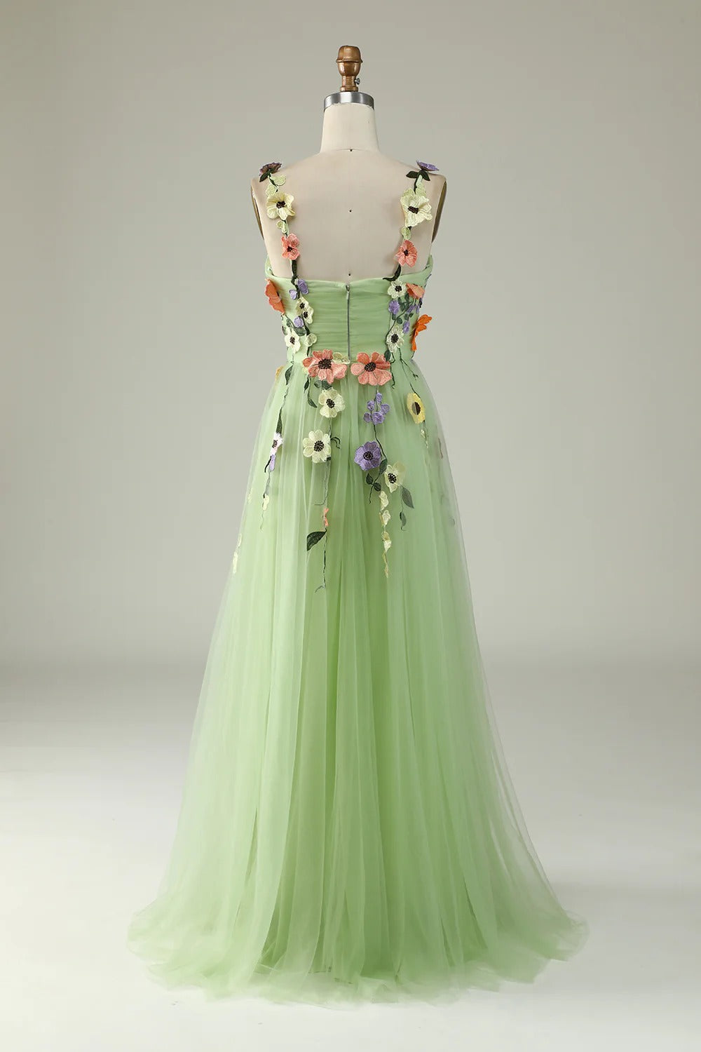 Heuloria Enchanted Garden 3D Floral Appliqué Tulle Prom Dress - Whimsical A-Line Formal Gown ED-585