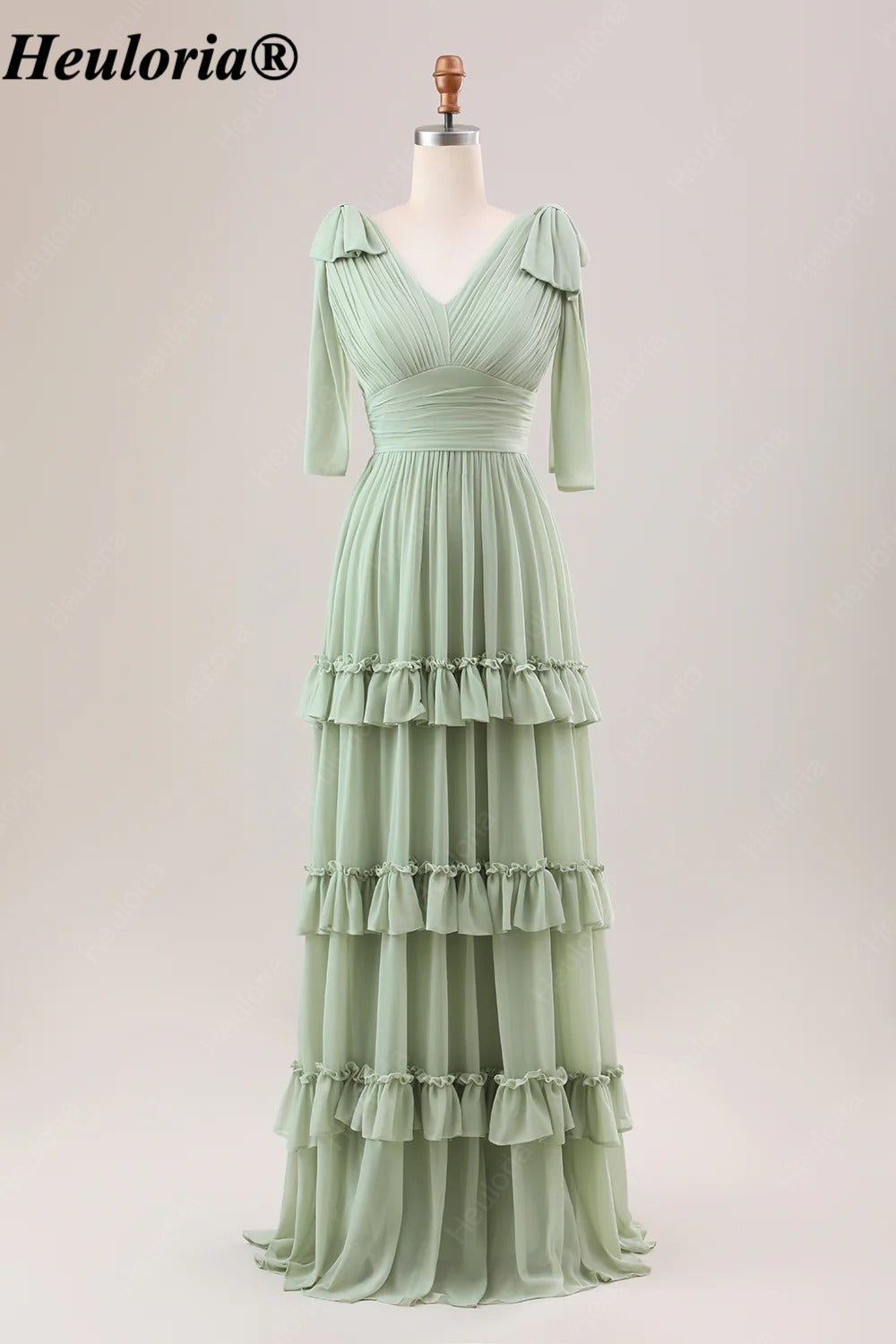 heuloria-Dusty Sage V-Neck Bow Shoulder Ruffle Bridesmaid Dress-ed-553