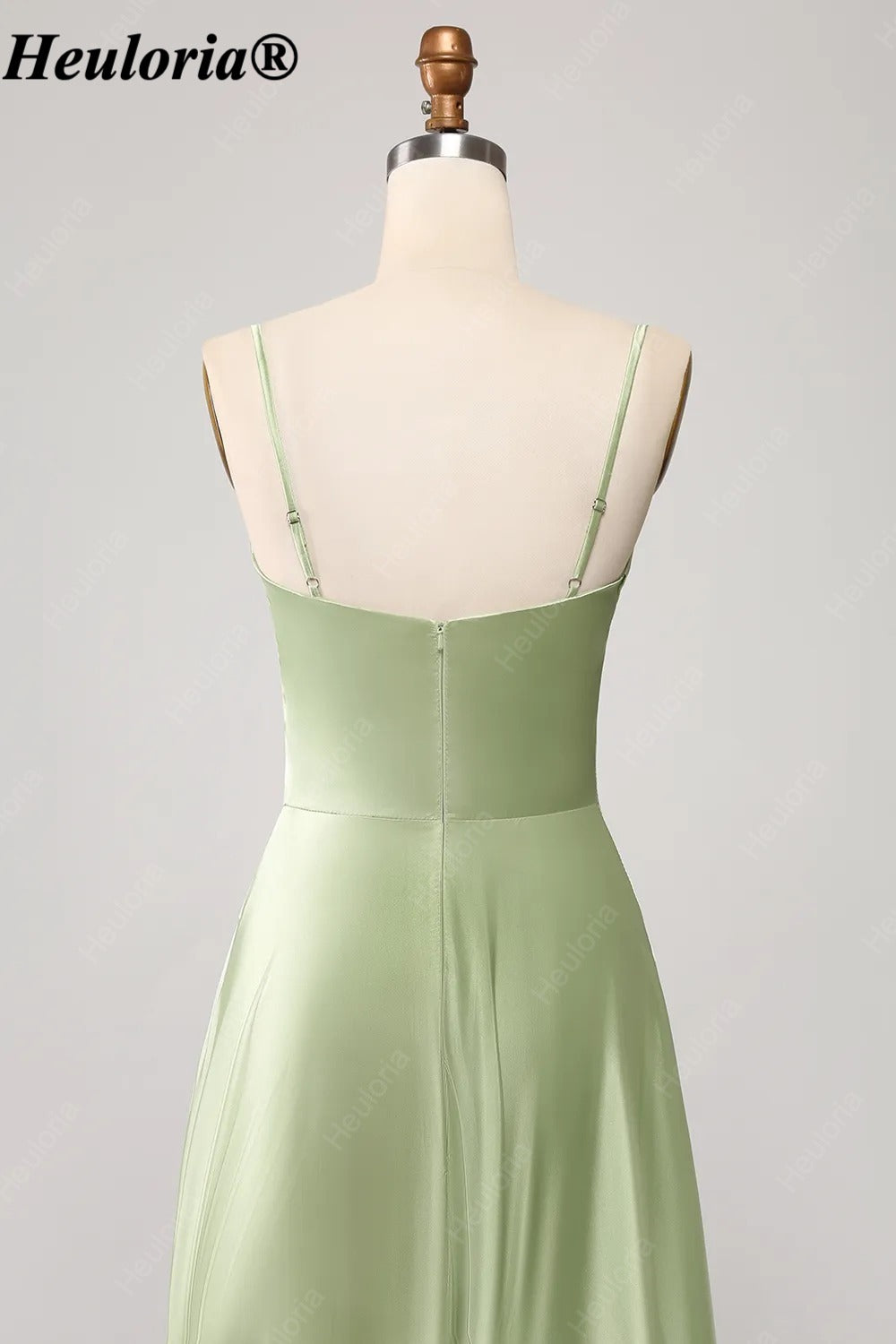 HEULORIA Cowl Neck Satin A-Line Bridesmaid Dress with Embellished Trim ED-361