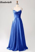 HEULORIA Cowl Neck Satin A-Line Bridesmaid Dress with Embellished Trim ED-361