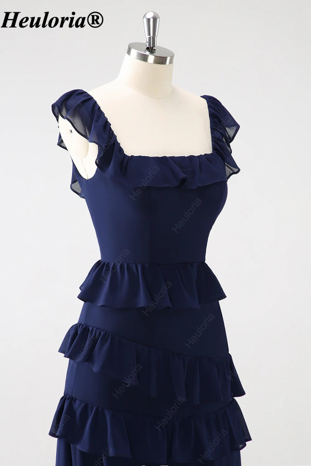 heuloria-Dark Navy Square Neck Ruffle Bridesmaid Dress-ed-556