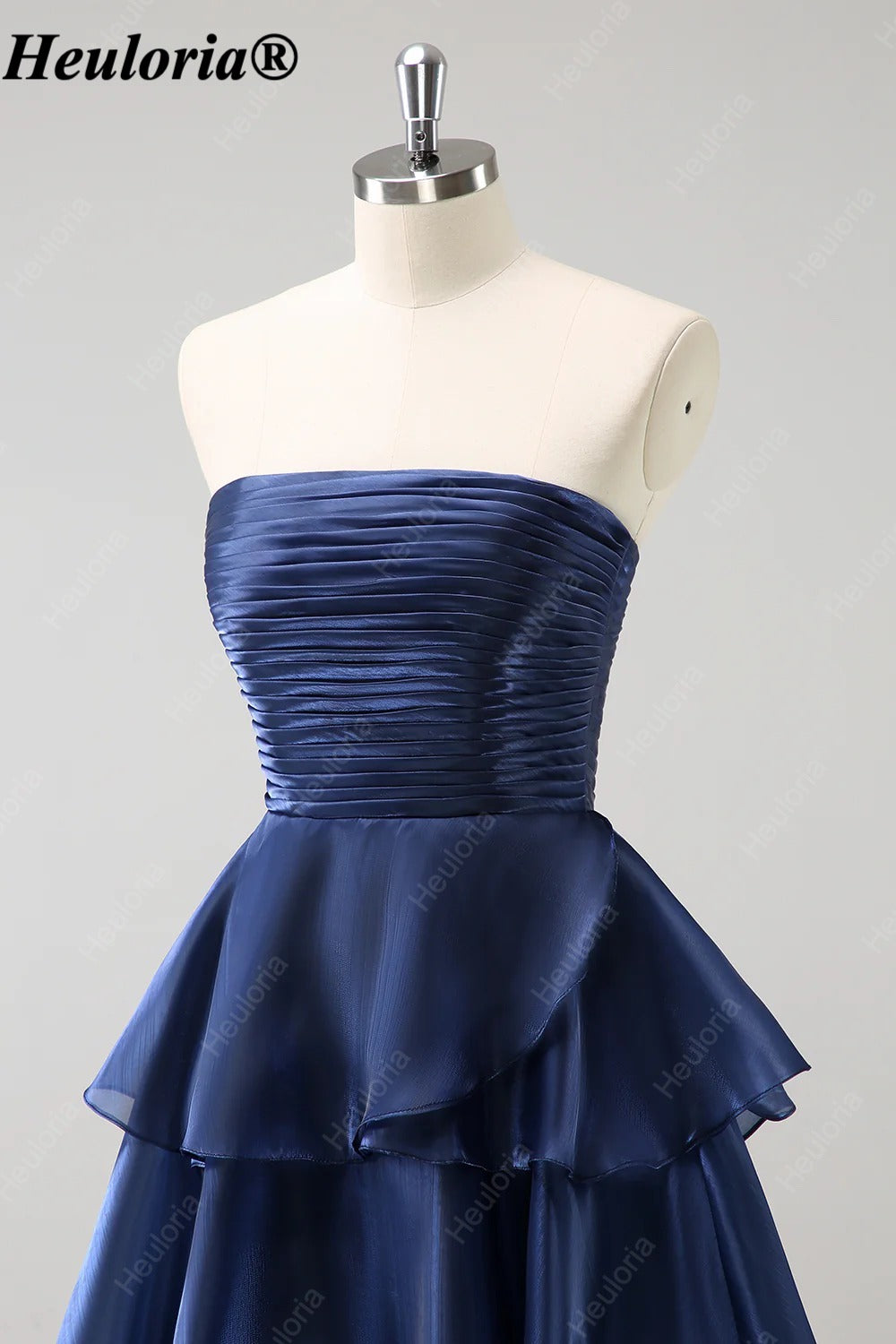 heuloria-Dark Navy Strapless Pleated Tiered A-Line Gown-ed-562