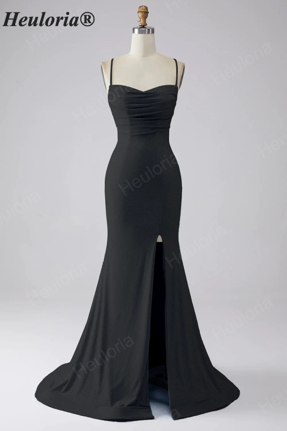 HEULORIA Sparkling Cowl Neck Mermaid Prom Dress with High Slit and Lace-Up Back ED-653